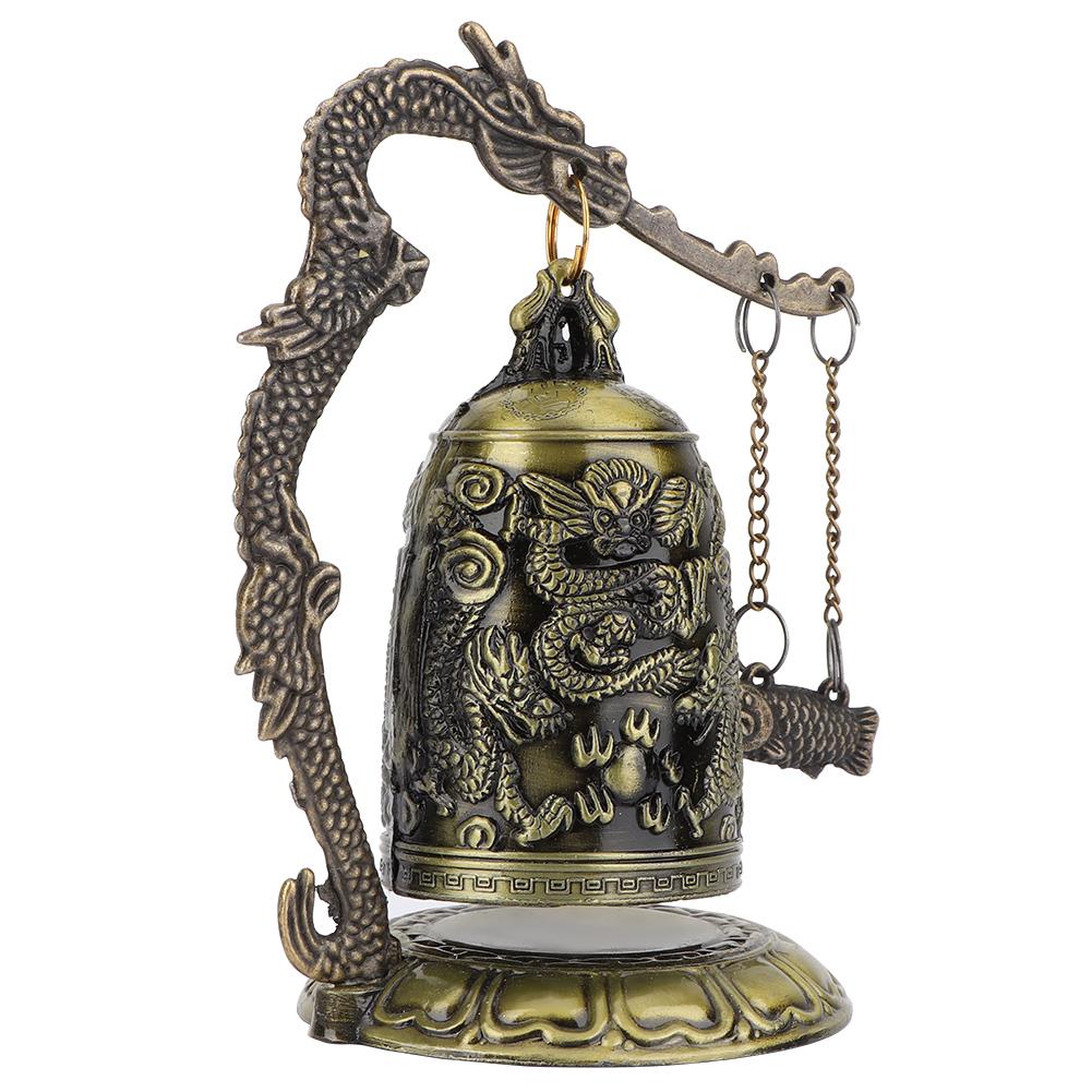 Vintage Small Carved Bronze Dragon Lock Bell Arts & Crafts Collectibles Ornaments Desk Decor