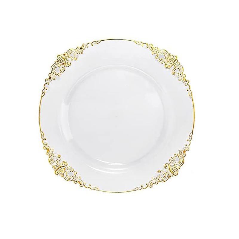 

25 шт. пластиковые тарелки, золотые одноразовые обеденные тарелки, десертные тарелки, набор посуды для свадебной вечеринки