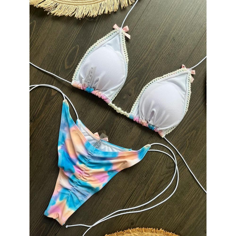 Micro Bikinis 2025 Sexy Damen Badeanzug Bademode Weiblich String Bikini Set Biquini Badeanzug Druck Schwimmanzüge Strandbekleidung