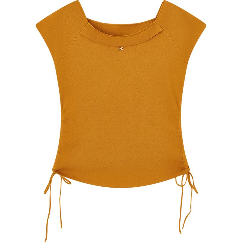 EICHITOO Tie-Waist Slim Knit Short Sleeve Top