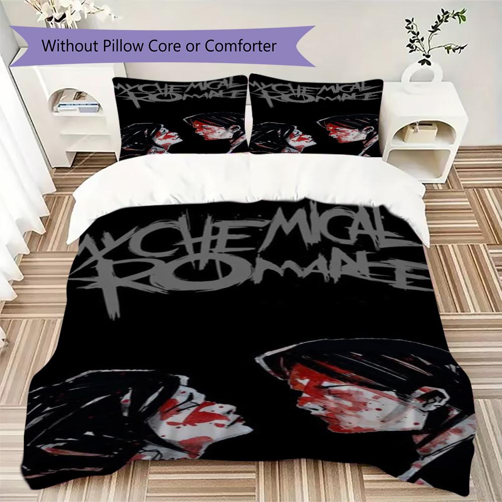 My Chemical Romance Anime Pattern Bedding,Quilt Set Quilt Cover Pillowcase Home Birthday Gift (1*duvet cover+2*pillowcase,without core)ZSJT0917389