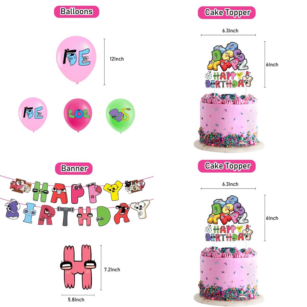 Buntes Ballon-Zugfahnen-Set Alphabet Lore Geburtstagsfeier Heimbedarf