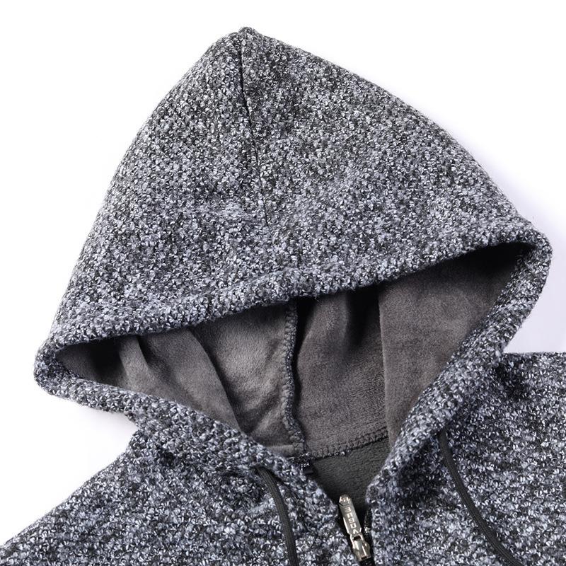 Autumn and Winter New Men's Clothing Gradual Change Fleece Thickened Sweater Large Size Slim Jacket Cardigan Hooded Jacket