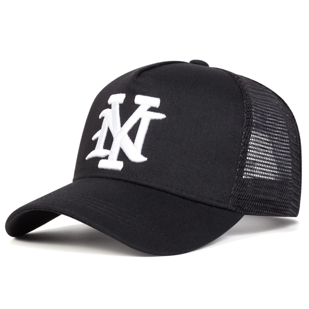 Unisex Buchstaben Kreuz Stickerei Verstellbare Hip Hop Baseballkappe Atmungsaktives Mesh Sonnenhüte Frühling Sommer Outdoor Sport Reisen für Damen Herren