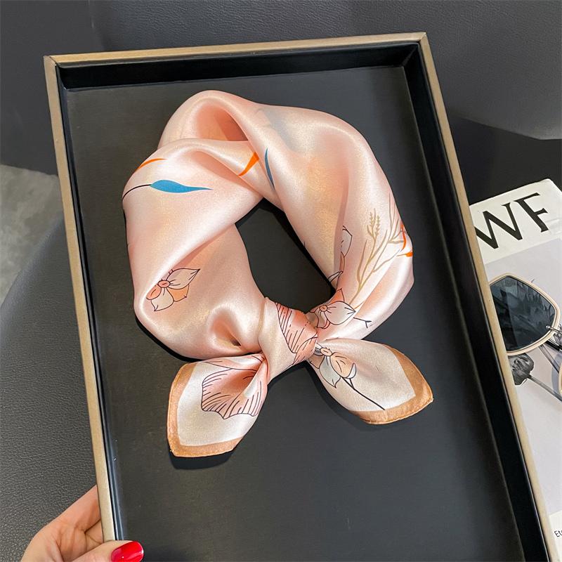 Fashion 100% Real Silk Scarf 53cm Square Bandelet Women's Silk Temperament Small Scarf Neck Decorative Wrap Printed Scarves