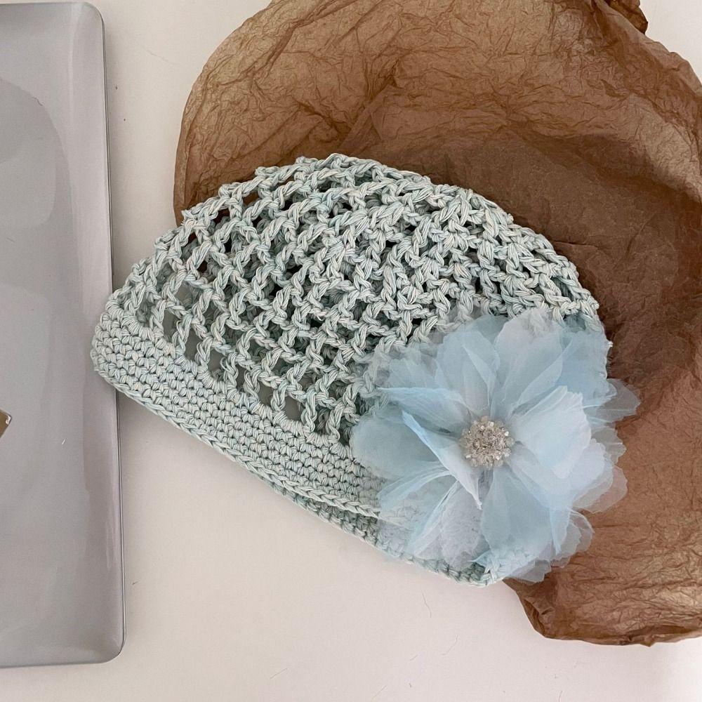 Bohemian Style Crochet Flower Hat Handmade Hollow Out Knitted Hat Retro Weave Cap  Girls
