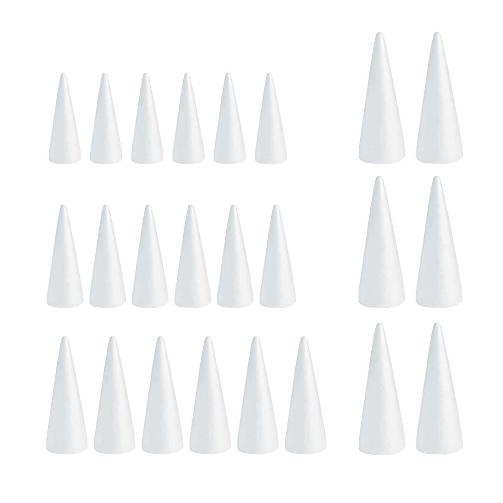 

24 Pieces Craft Foam Cones 4 Sizes Handmade Decors White Polystyrene Cones for Festival Holiday Wedding Celebration Crafting белый