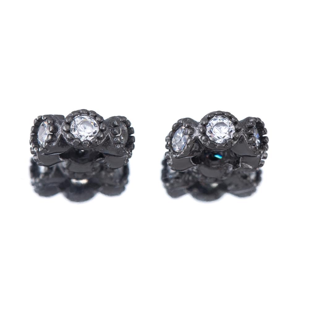 

1pcs Gun Black Hollow Big Hole Barrel Beads Spacers Round Zircon Design Spacer Beads Fit Bracelet Charm Findings Jewelry Making 1pc