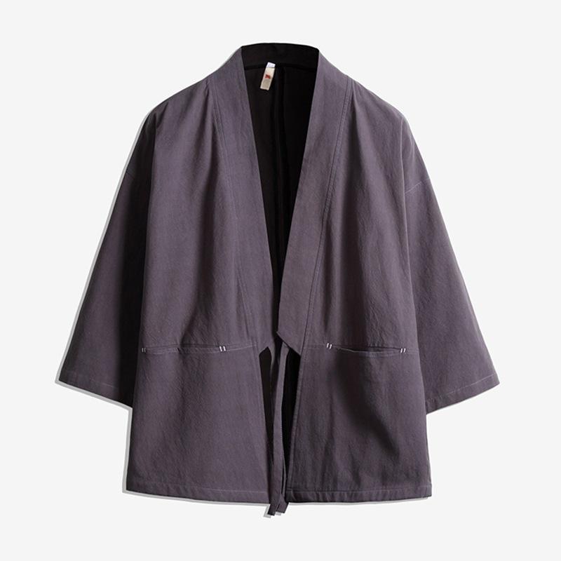 S-5XL Kimono Cardigan Giapponese da Uomo Cotone e Lino Abbigliamento Costume da Samurai Maschile Giacca Streetwear Hanfu Cinese