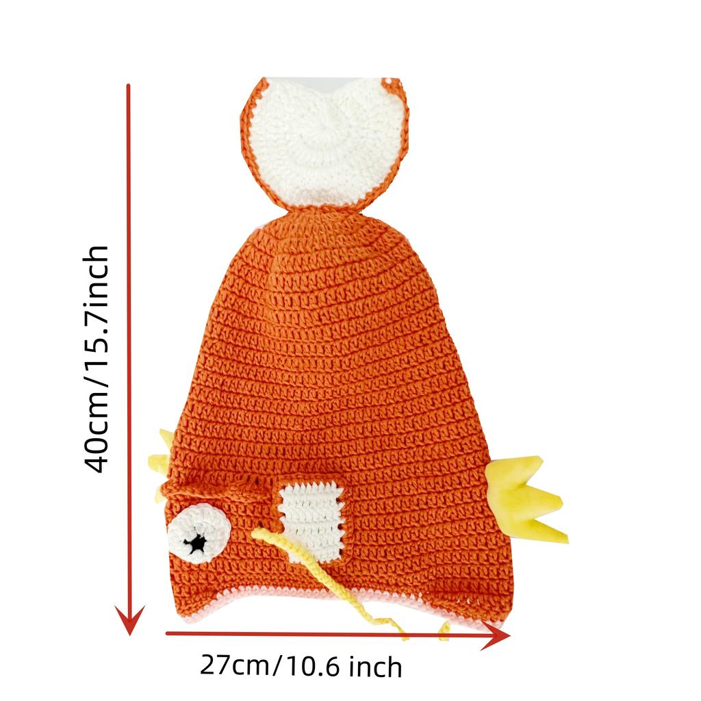 Handmade Wool Crocheted Carp Head Hat Funny Fish King Warm Pile Hat Adult Unisex Knitted Hat