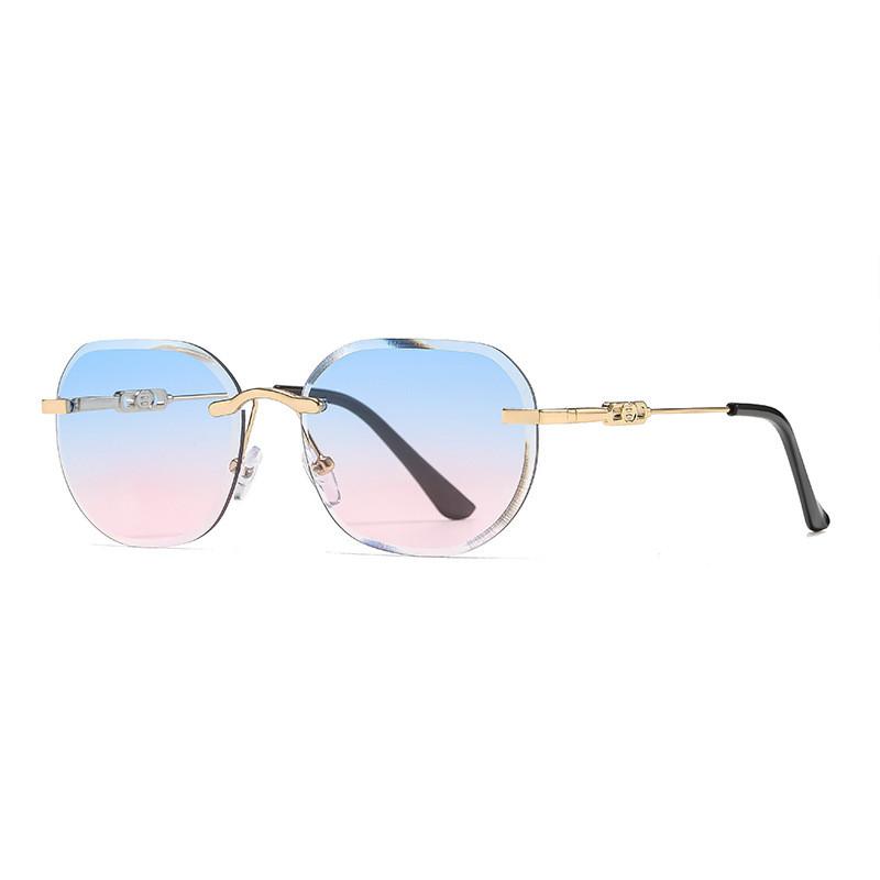 Fashion Metal Frameless Square Sunglasses With Uv400 For Outdoor Activities