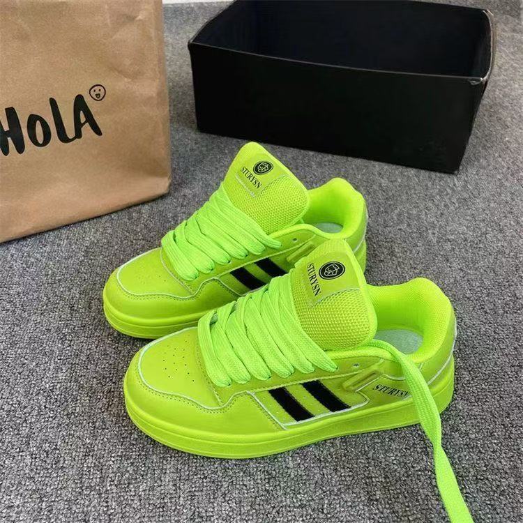 Niche original bread fluorescent shoes new ins board shoes student leisure sports breathable 35 зелёный