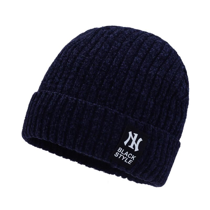 Knitted Hat For Men With Letter R Design Warm Windproof Winter Cap For Casual Style