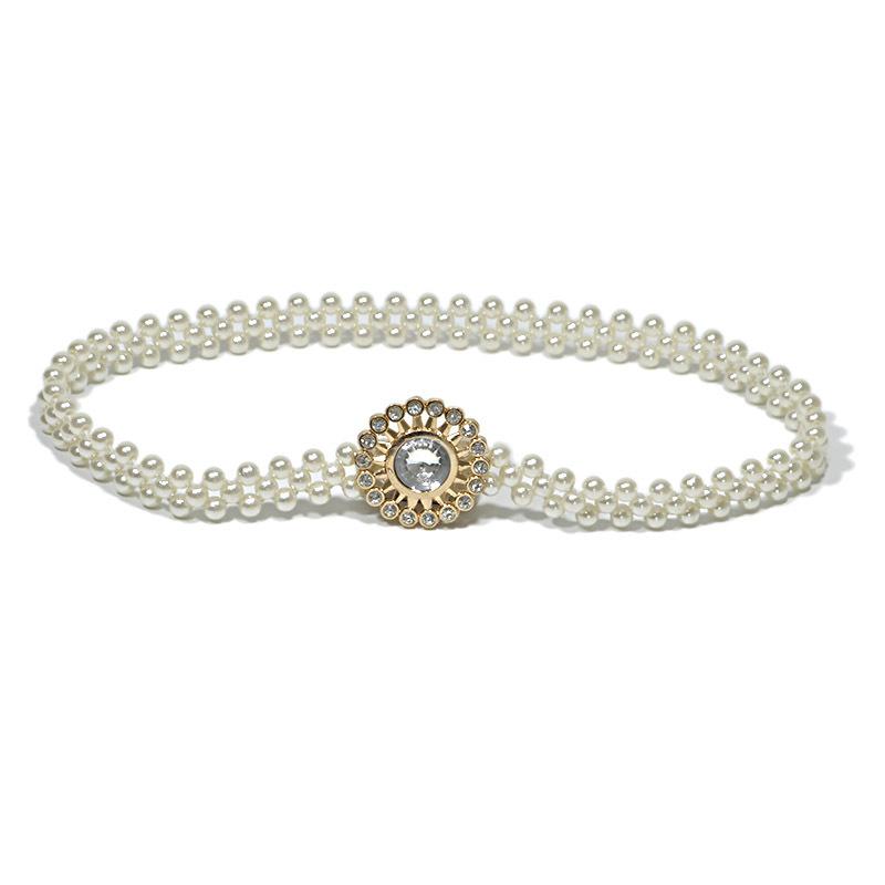 Meier Pearl waist chain - women's rhinestone embellished belt with large buckle