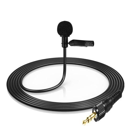 NiceAI Clip-on Lavalier Microphone (Compatible with Sony UWP Series) Wireless Microphone, 120cm, Black | Windproof Design with Noise Cancellation