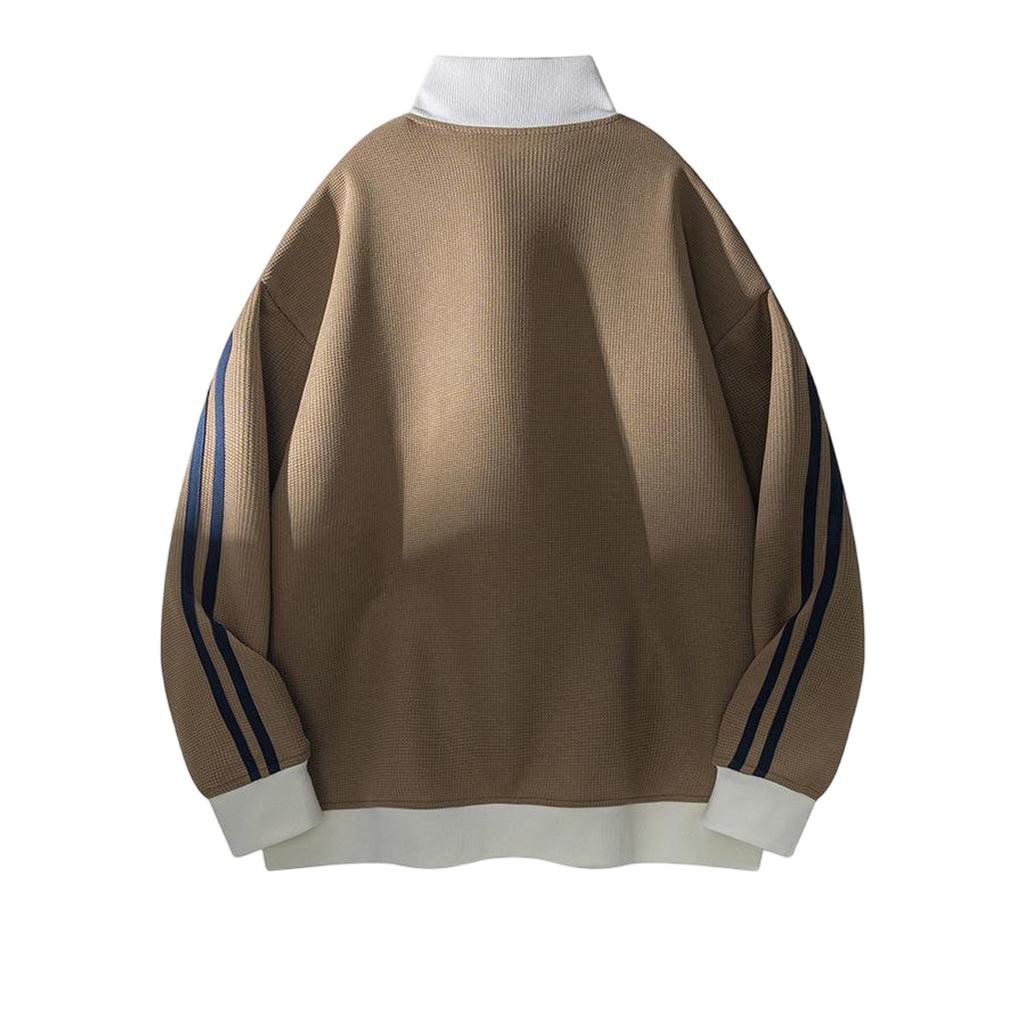 Kardigan w stylu retro collegeowym Styl sportowy Luźna bluza z kapturem Casualowa kurtka kolorowa Stójka Kurtka w paski