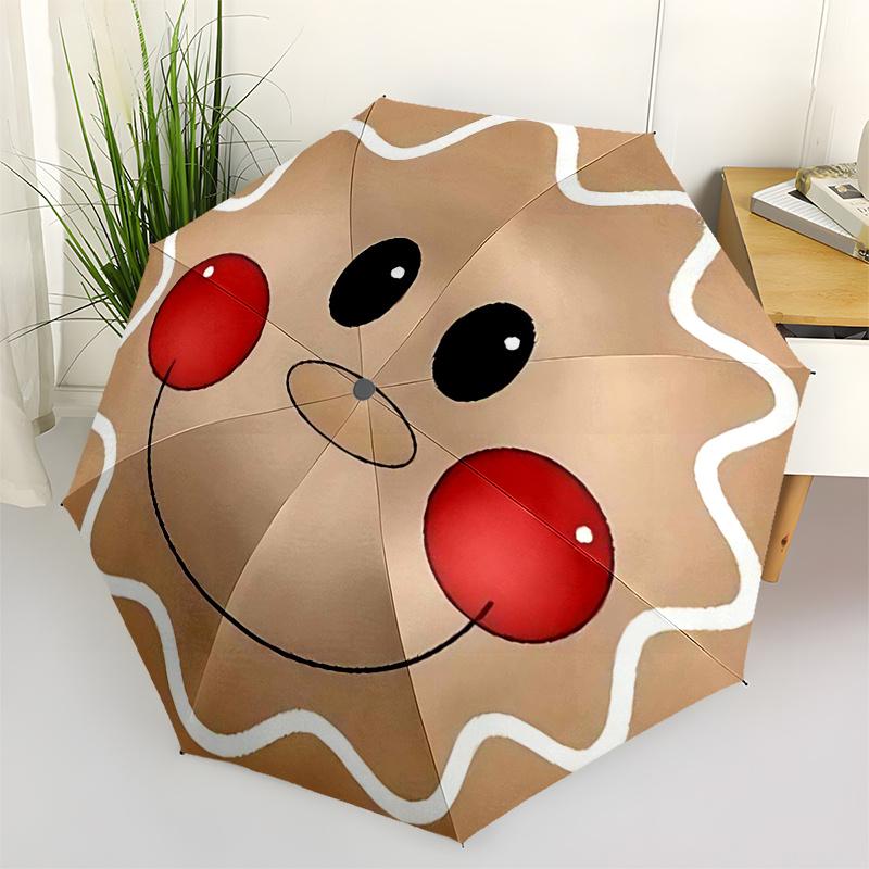 

Gingerbread Man Themed Travel Umbrella-8 Ribs Automatic Opening and Closing, Portable Folding Design, Compact and Stylish Umbrella Suitable