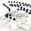 Ankh Kreuz Schwarze Rosenkranzperlen Fledermaus Halskette Gotisch Lange Pulloverkette Schmuck