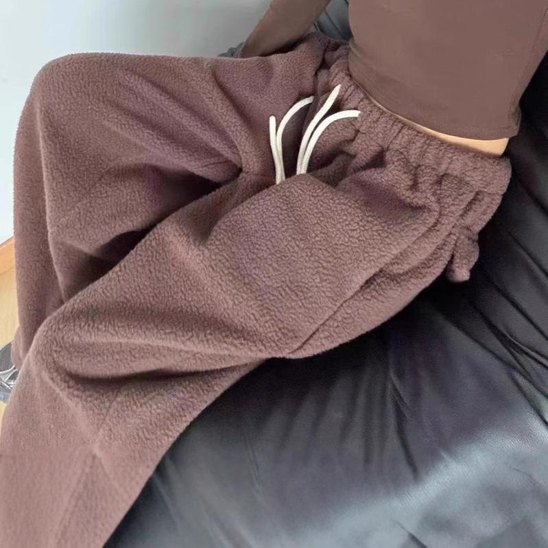 

Women s Winter 2025 High-Waist Plush Fleece Wide-Leg Pants XL