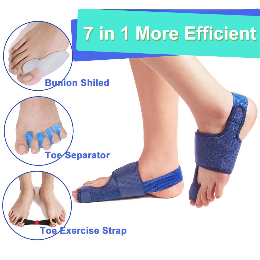 Set of 7 Thumb Supports for Toe Easy to Instructions Included One Eversion, Spreading, Clean, Washable, (Blue, Size)