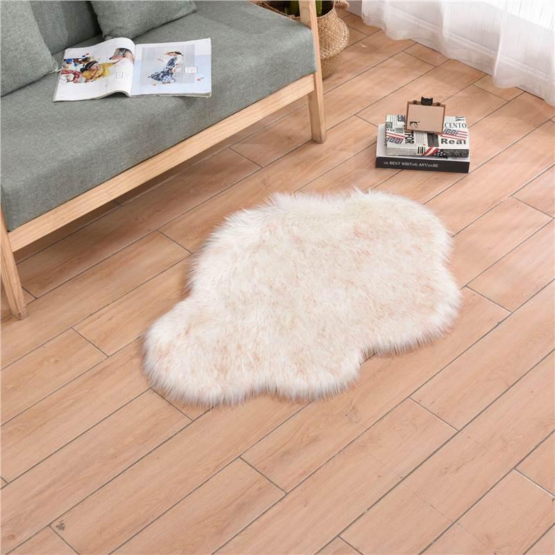 Faux Wool Cloud-Pattern Long Pile Rug for Living Room, Bedroom, and Bay Window