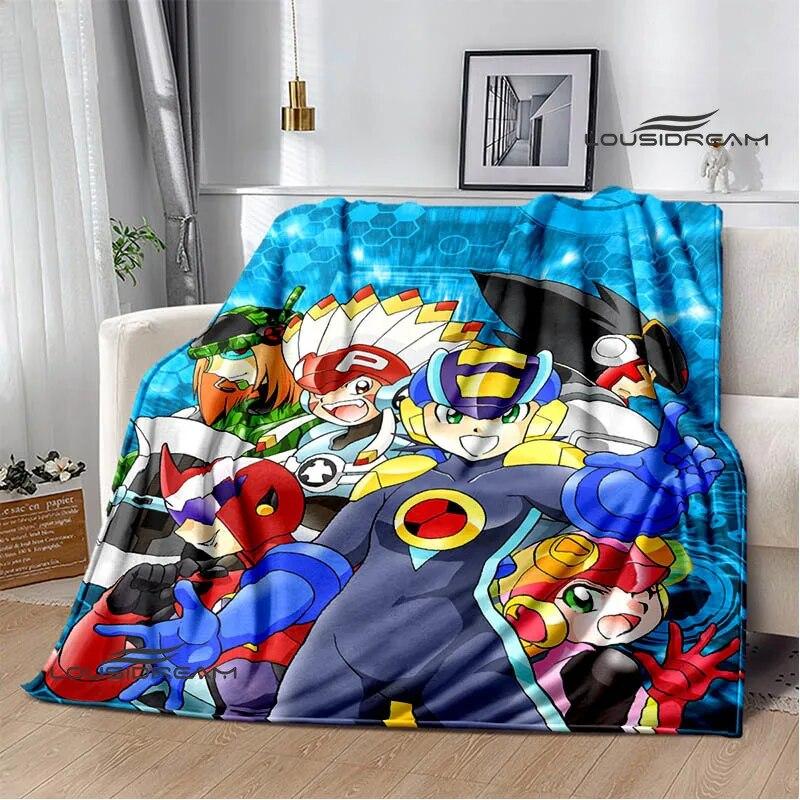 Rockman Game Cartoon Printed Blankets Warm Blanket Soft and Comfortable Home Travel Bed Blanket Picnic Blanket Birthday Gift