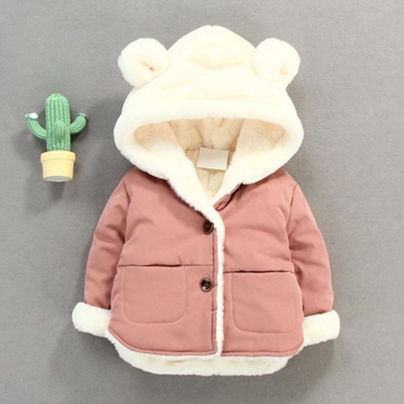 0-4Y Cold Winter Baby Thick Warm Hooded Velvet Children's Jacket