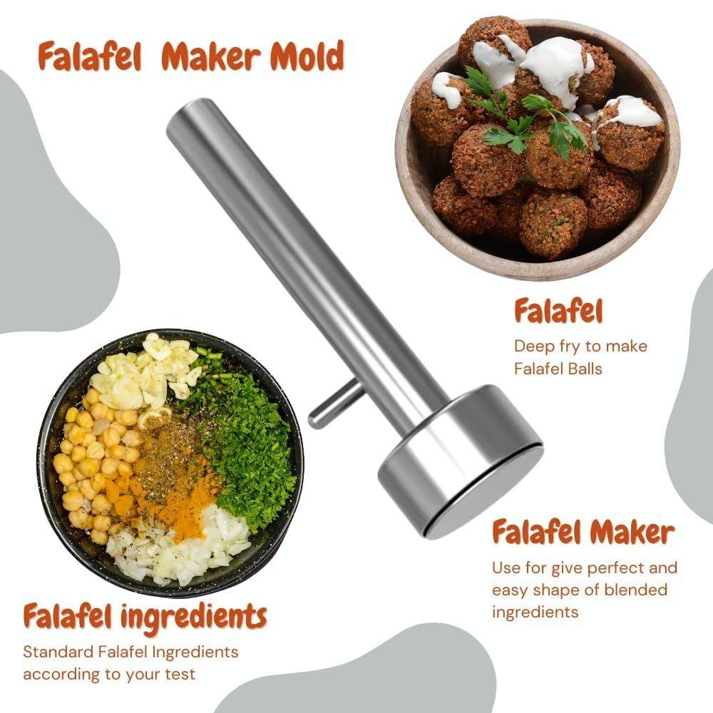 Stainless Steel Falafel Scoop Maker Non-Stick Brushed Finish Falafel Press Dishwasher-Safe Meatball Mold Kitchen Supplies