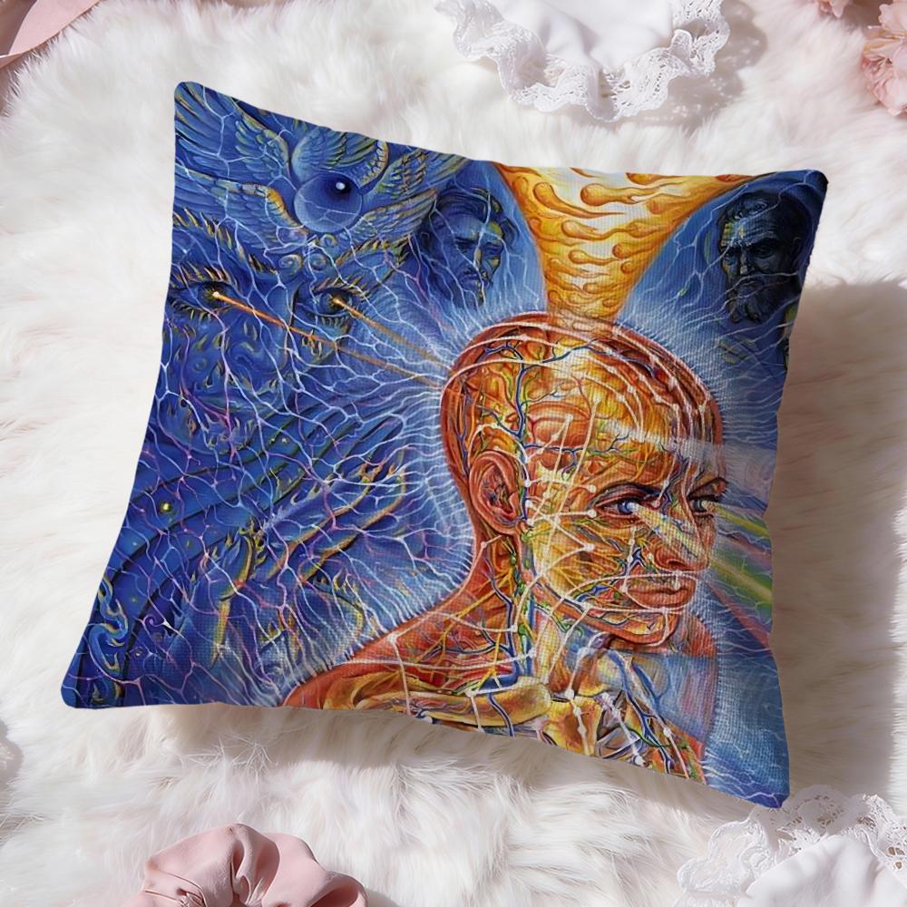 Alex Grey Trippy Psychedelic Cushion Cover Premium Comfort Reversible Pillow Cove -Two In One Design for Any Room & Car Interior