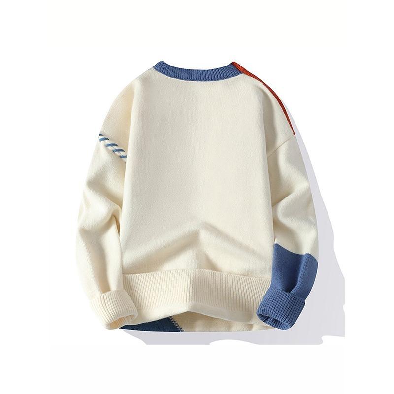 Loose Fit Japanese Style Color Block Thick Knit Sweater Unisex