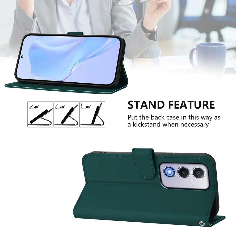 Solid Color Wallet Case for Realme 13 Pro Plus 12 GT 6 6T C67 C65 C63 C61 C55 C53 C51 Note 60 50 Card Holder Strap Phone Cover