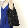 Cuco Sequin Drawstring Tote BagA4 Size, 2553111607, Black (210)