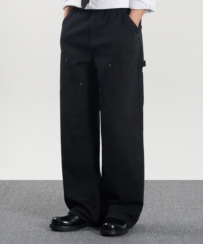 EXCONTAINER Double Knee Carpenter Garment Dyed Pants (Washed Black)