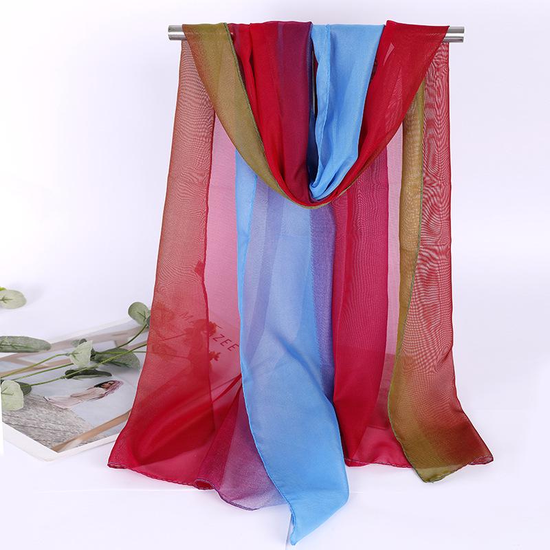 Damen Schal aus Seide mit Farbverlauf: Vielseitiger, leichter Schal für den Sommer, Tanz und Körperformung, lang und dünn aus Georgette.