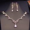 Green Crown Bridal Jewelry Sets for Women Choker Necklace Sets With Tiaras Wedding Dress Prom Bride Jewelry Accessories