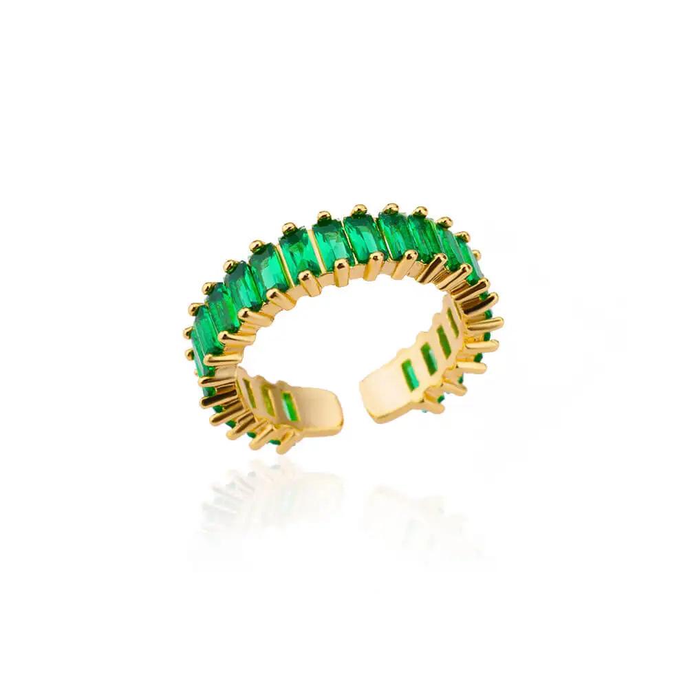 Geometric Colorful Zircon Gold Ring for Women