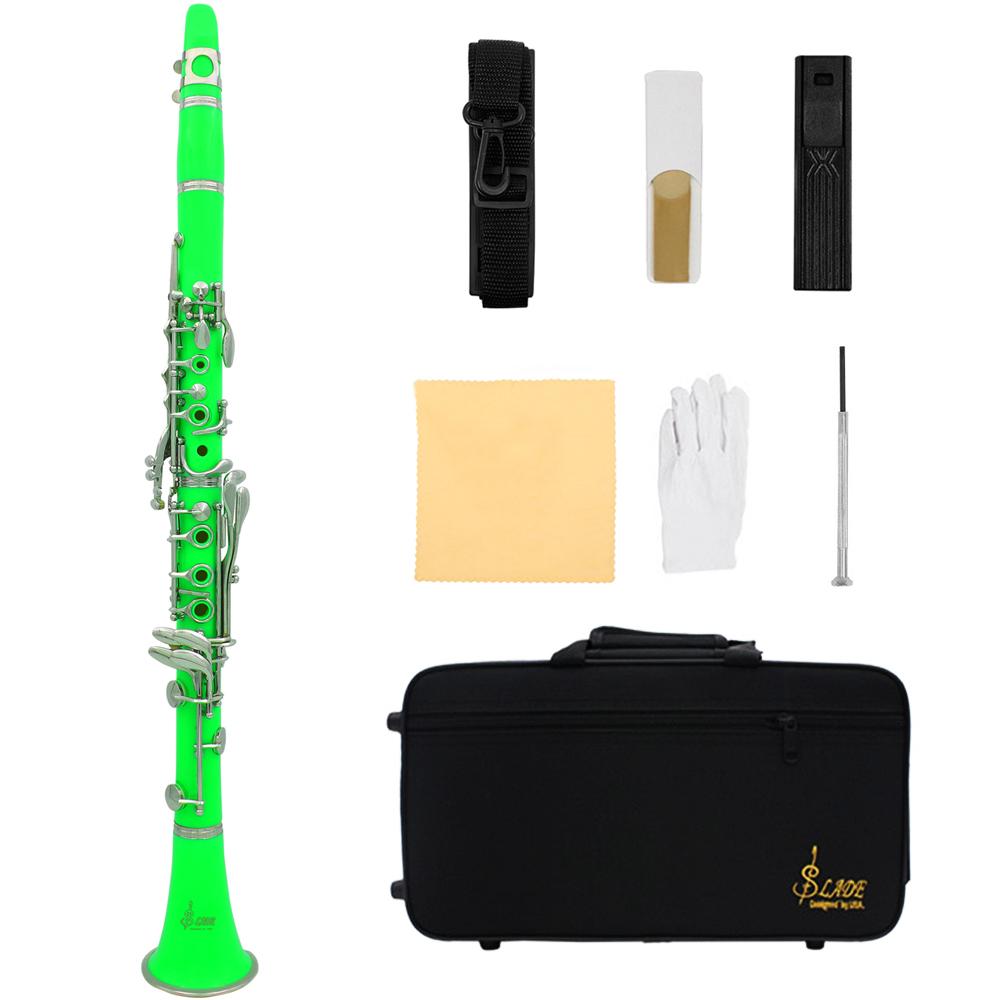 SLADE Bb Clarinet 17 Keys Bakelite Wooden Professional Woodwind Instrument Colorful Clarinette With Box Accessories Parts