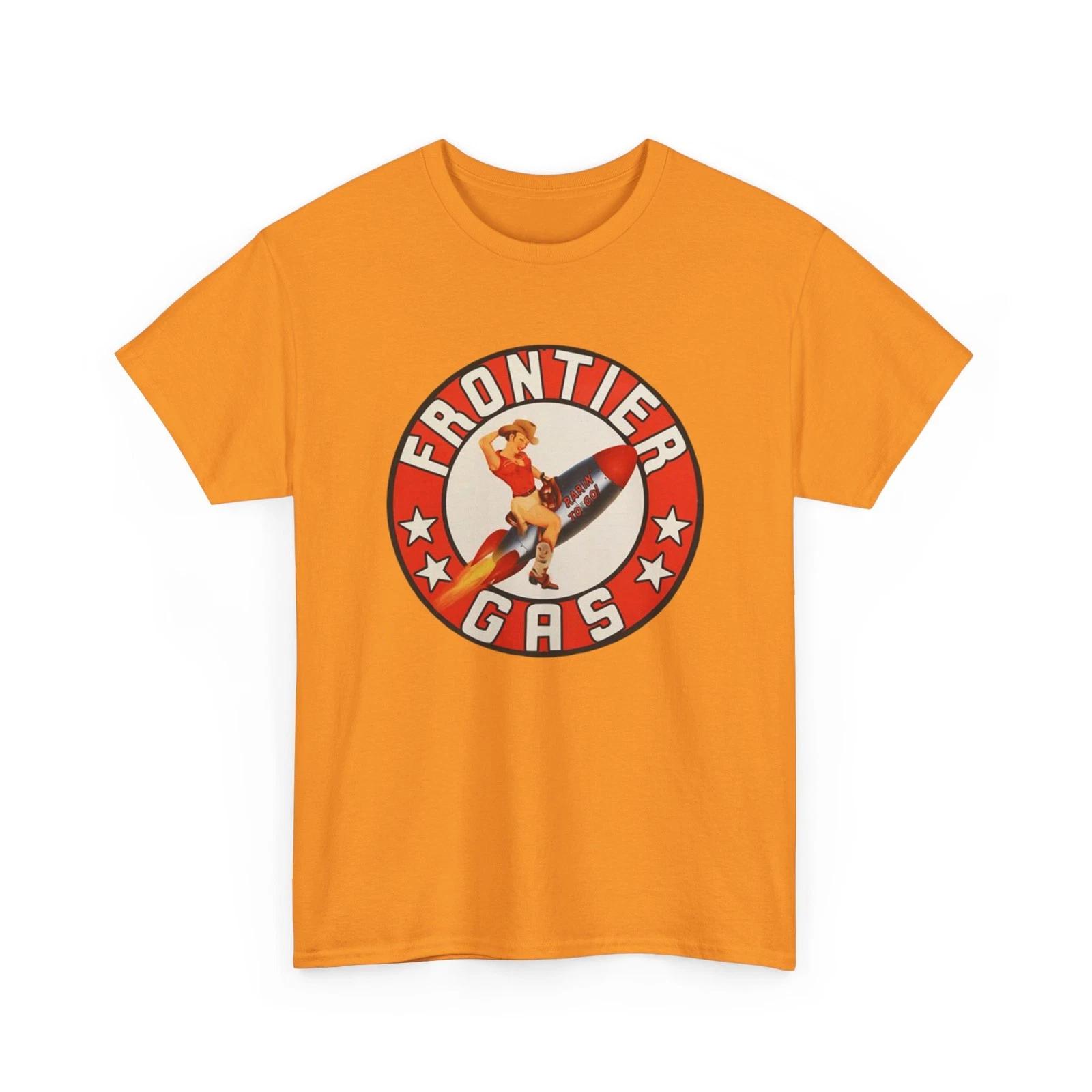 Frontier Gas Rocket Girl Print T shirt Esso Texaco Sinclair Gasoline Collectible L
