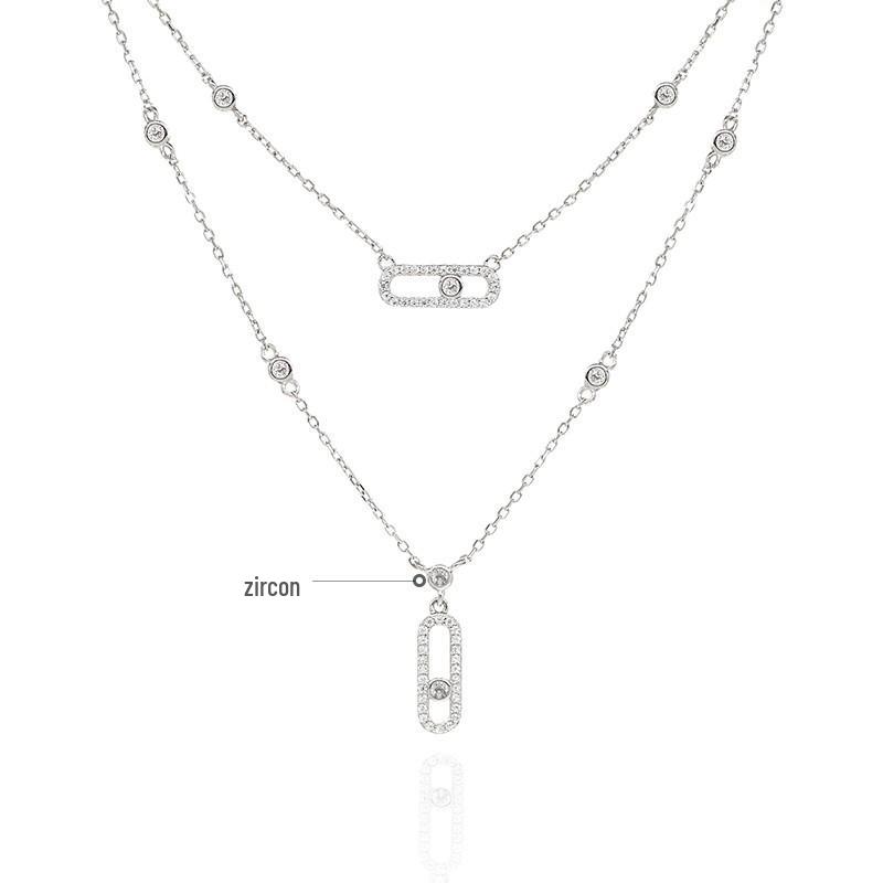 Women’s Double-Layer Zircon Necklace: Elegant, Niche Fashion Jewelry