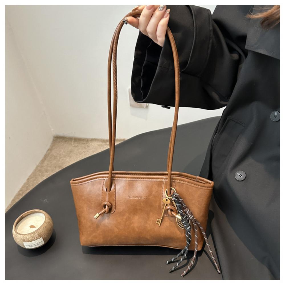 PU Leather Shoulder Bag For Women Y2K Simple Fashi Girl Handbag Large Capacity Female Bag Solid Color Retro Tote Bags