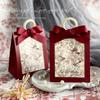 Vintage Floral & Bird Wedding Candy Box - Green & Red Textured Design