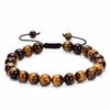 Fashion Woven Adjustable Bangle 8mm Natural Tiger Eyes Lava Rock Protection HANDMADE Bracelet Men's Gift