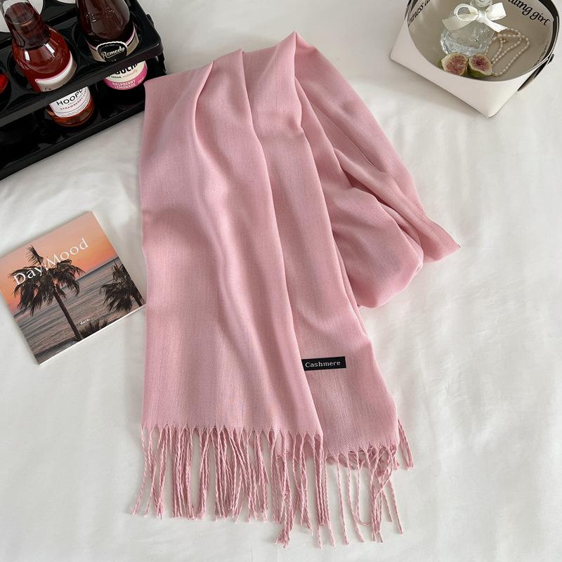 Green winter new solid color imitation cashmere scarf versatile gift men's and women's shawl tide