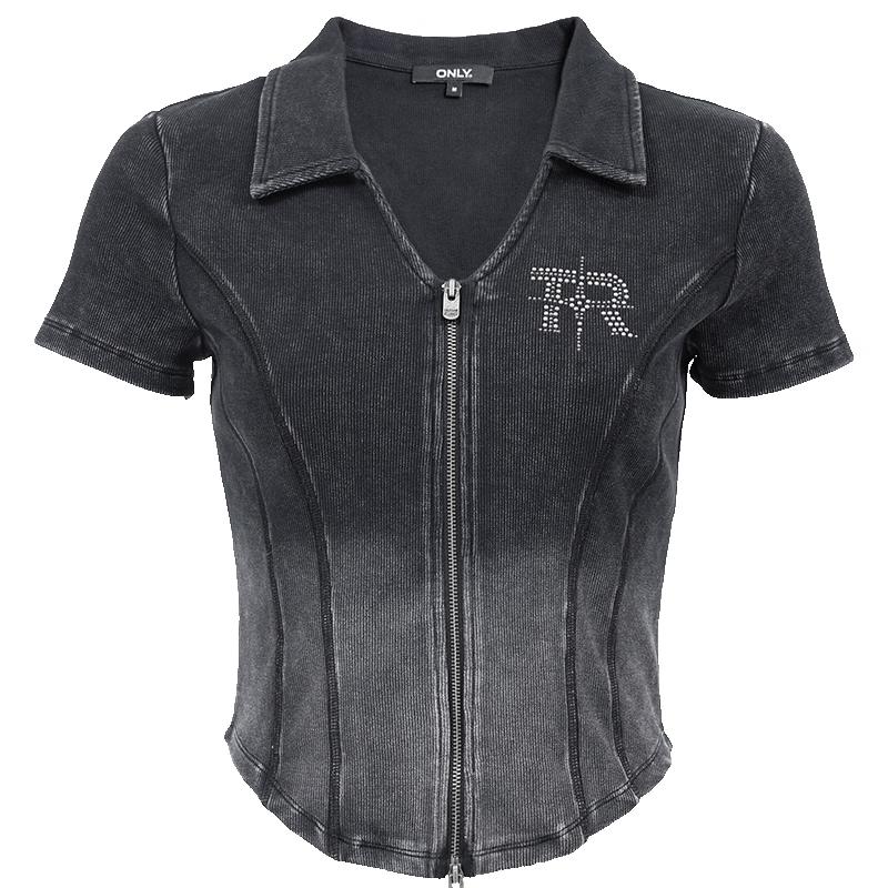 ONLY Women s Distressed Washed V-neck Slim Fit Short T-shirt M