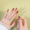 2026 Hot Style Handmade Wine Red Long Oval Press-On Nails with Rhinestones for Festival Celebrations