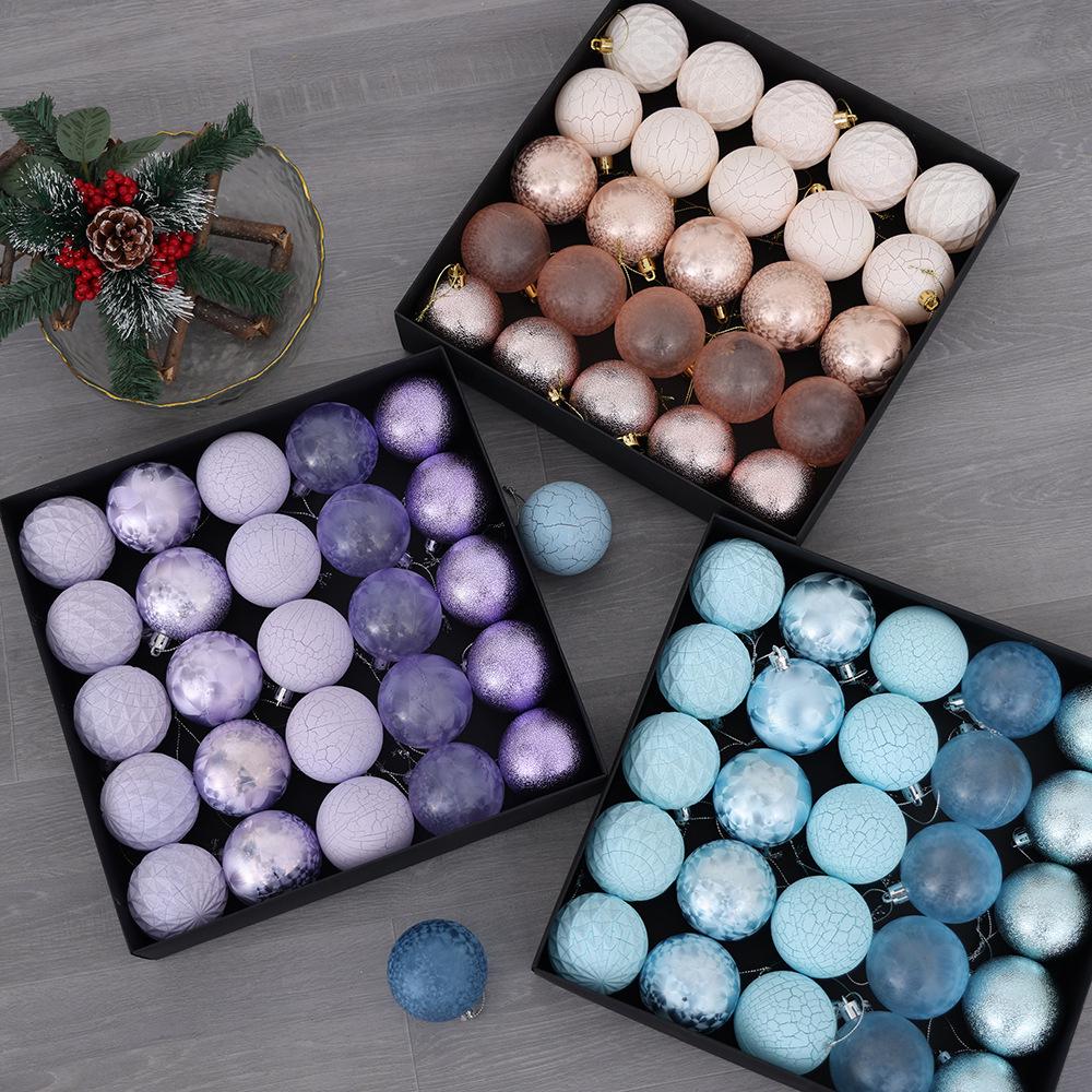 Multi-color Cracked Plastic Christmas Ball Tree Ornaments