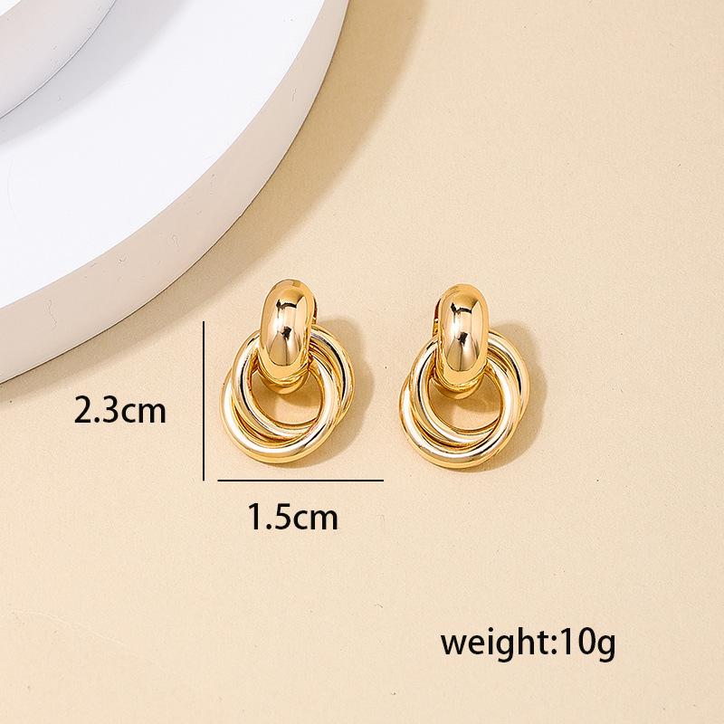 Fashionable Retro Double-Layer Wrapped Earrings With Textured Design, Versatile Earrings For Women'S Daily Wear.