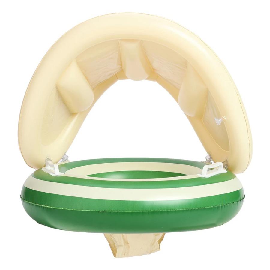 

Baby Swimming Ring Inflatable Swim Ring with Detachable Sunshade Toddlers Pool Float Leakproof Baby Pool Toy for Water Fun зелёный