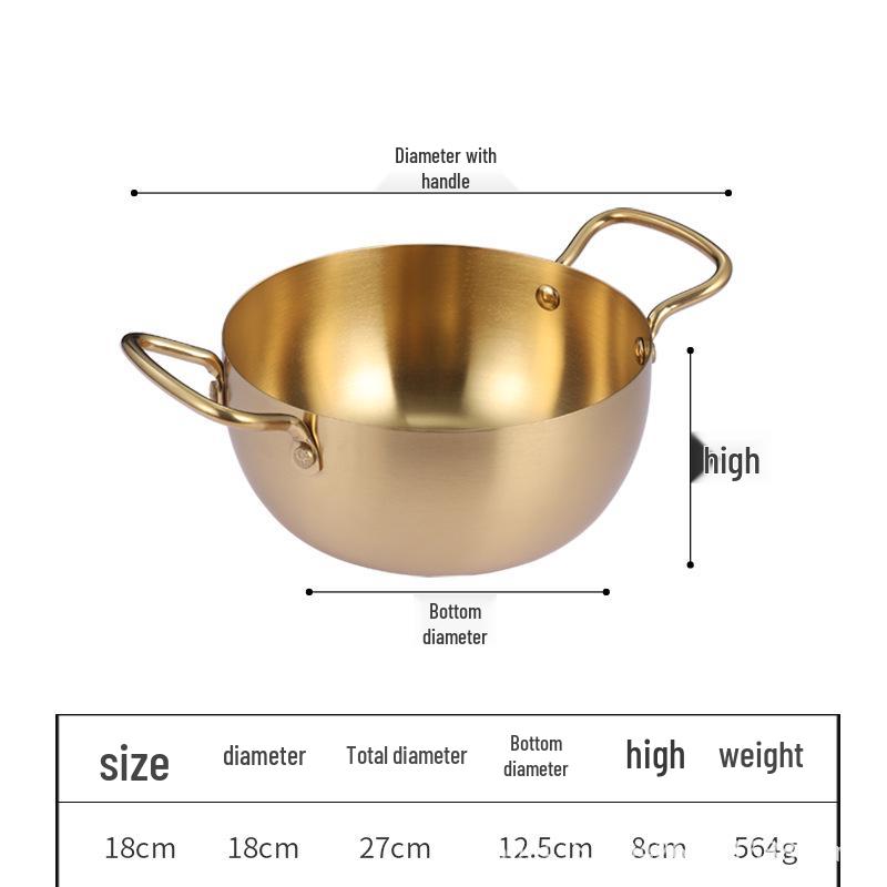 Koreanischer Edelstahl-Doppelgriff-Instantnudeltopf mit Induktionskompatibilität