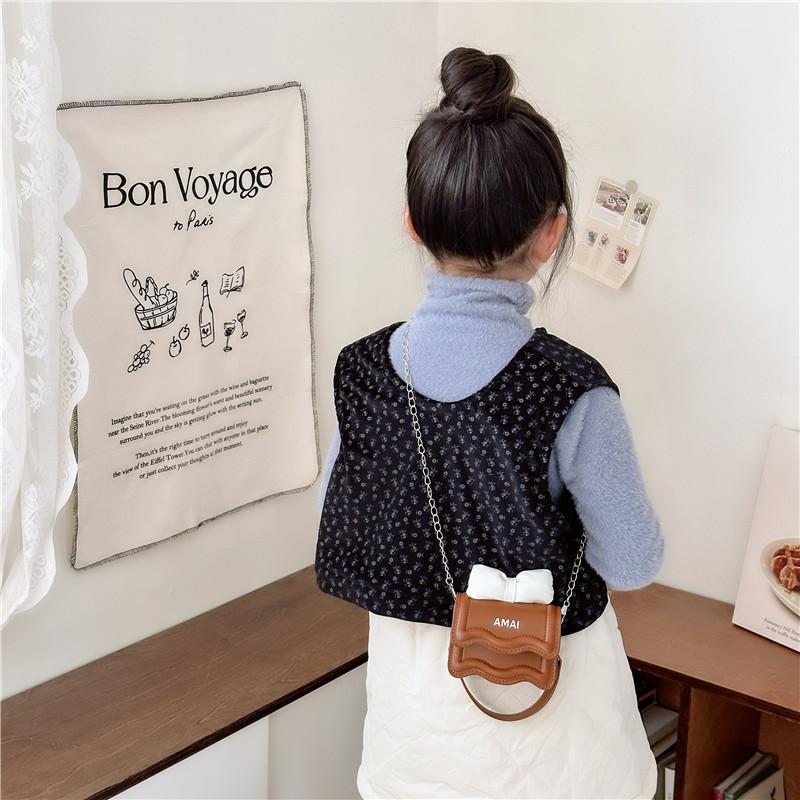 Cute Mini Bow Girl Pu Leather Versatile Single Shoulder Crossbody Coin Purse